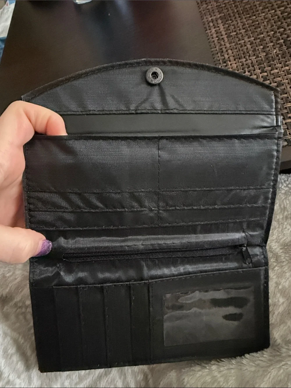 Brown Patterned Snap Fold Wallet